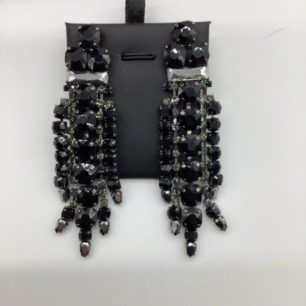2112.Black Ice Chandelier Earrings – 3.5” EUC